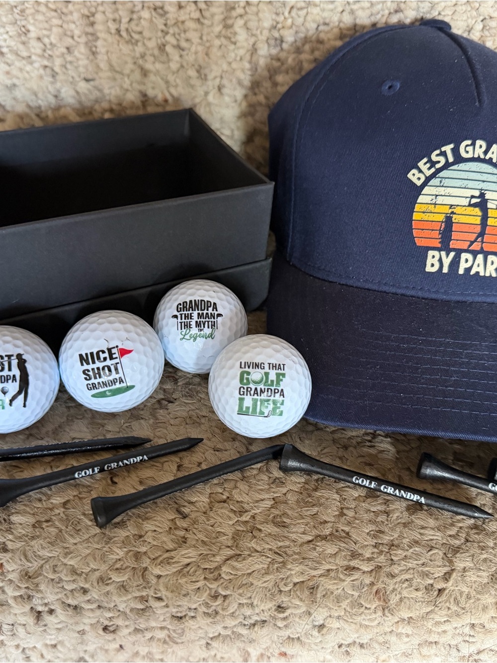 Best Grandpa By Par Golf Hat with Matching Golf Balls & Tees